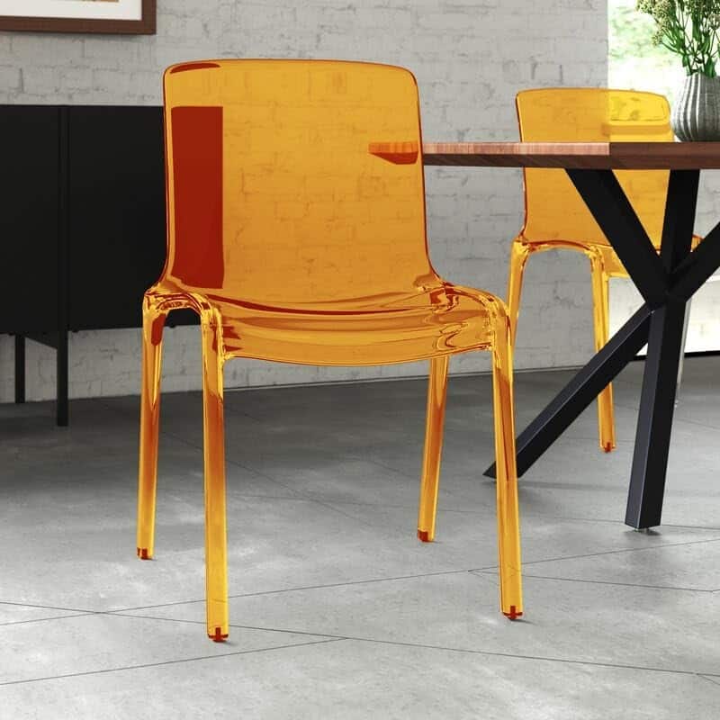 Murray Series Stackable Plastic Minimalist Dining Chair with Full Back Transparent Accent Side Chair for Dining Room & Kitchen