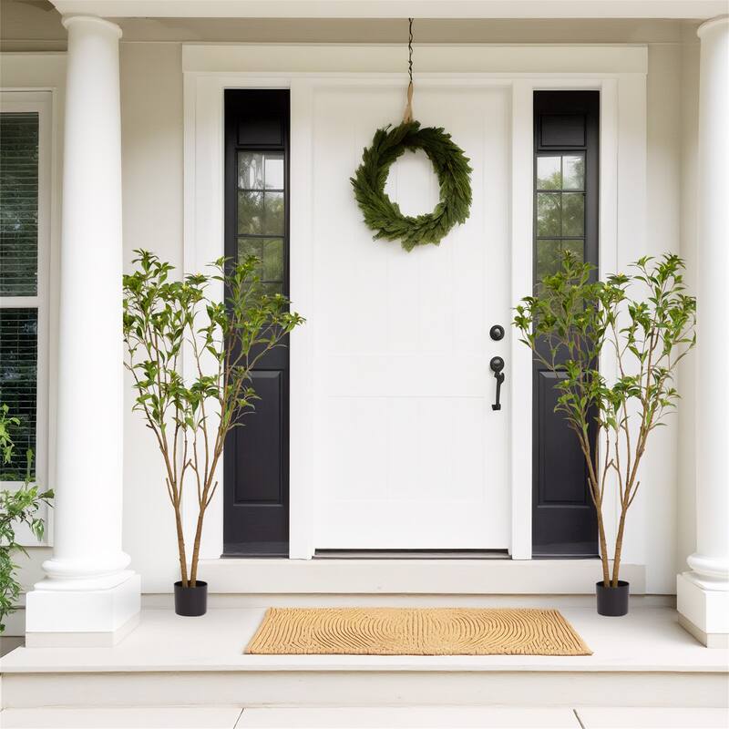 5.2FT Artificial Citrus Tree with Lifelike Leaves & Flowers