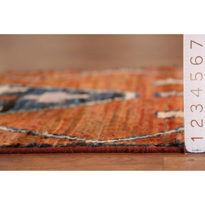 Orange Moroccan Oriental Runner Rug Handmade Tribal Wool Carpet - 2'11" x 9'10"