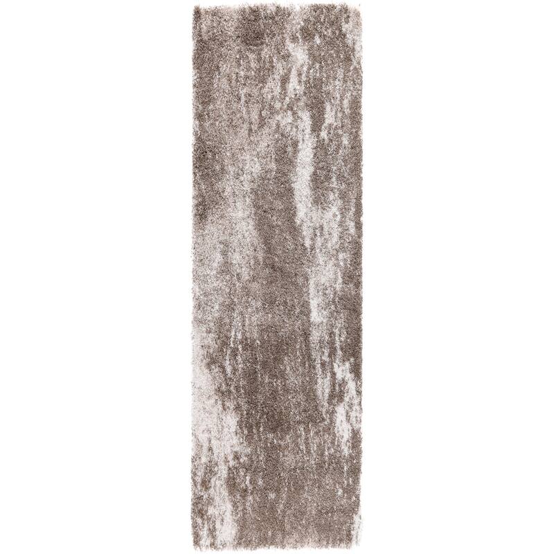 Noori Rug Lux Ridley Abstract Modern 2-inch Thick Shag Rug - 2'6" x 8'0" - Brown/Beige