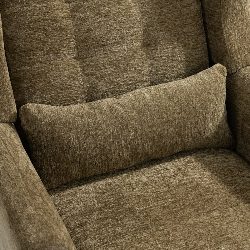 Olive Green Modern 24.21" Upholstered Button Tufted Arm Chair with Wood Legs for Living Room