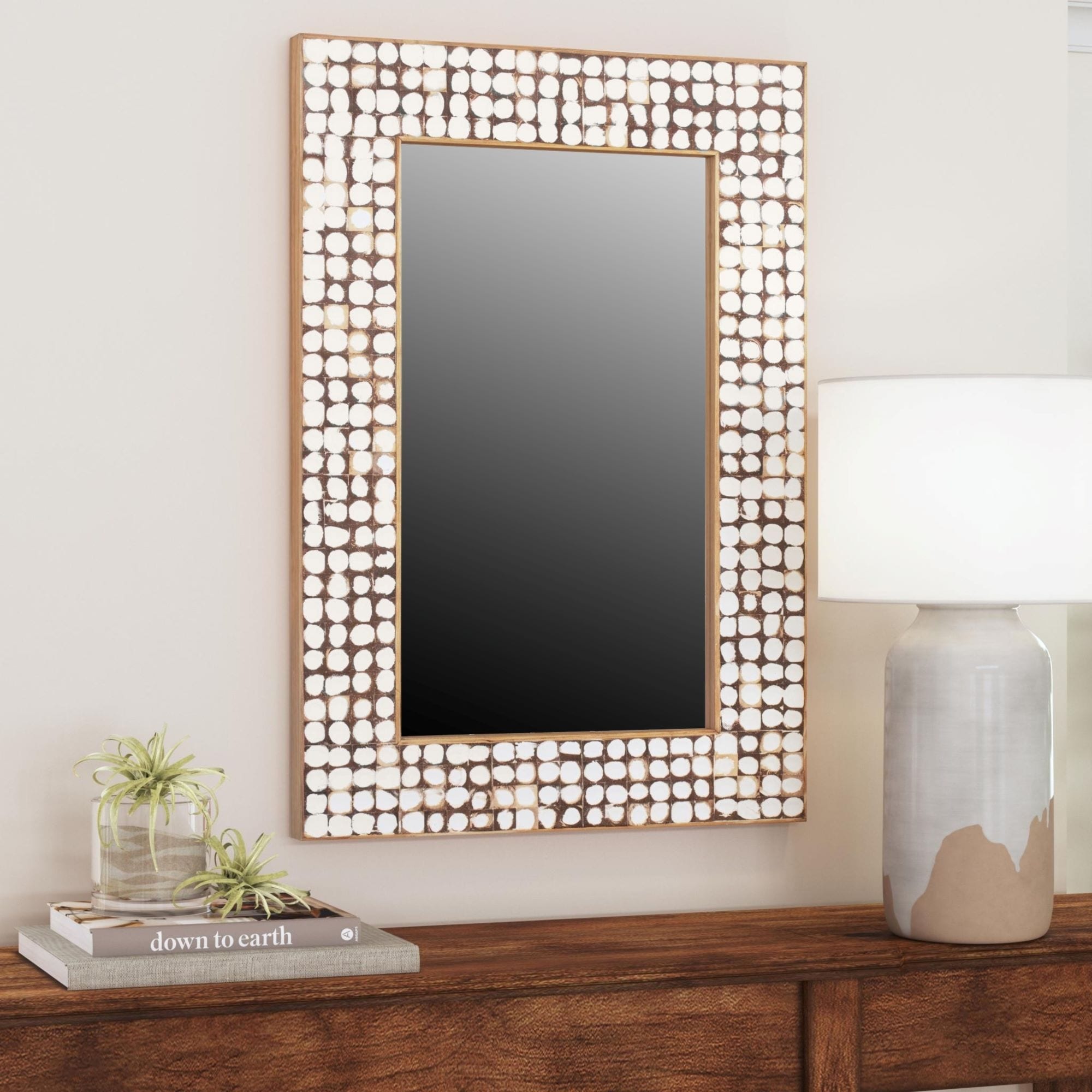 Milo Coconut Shell Rectangular Wall Mirror by East at Main