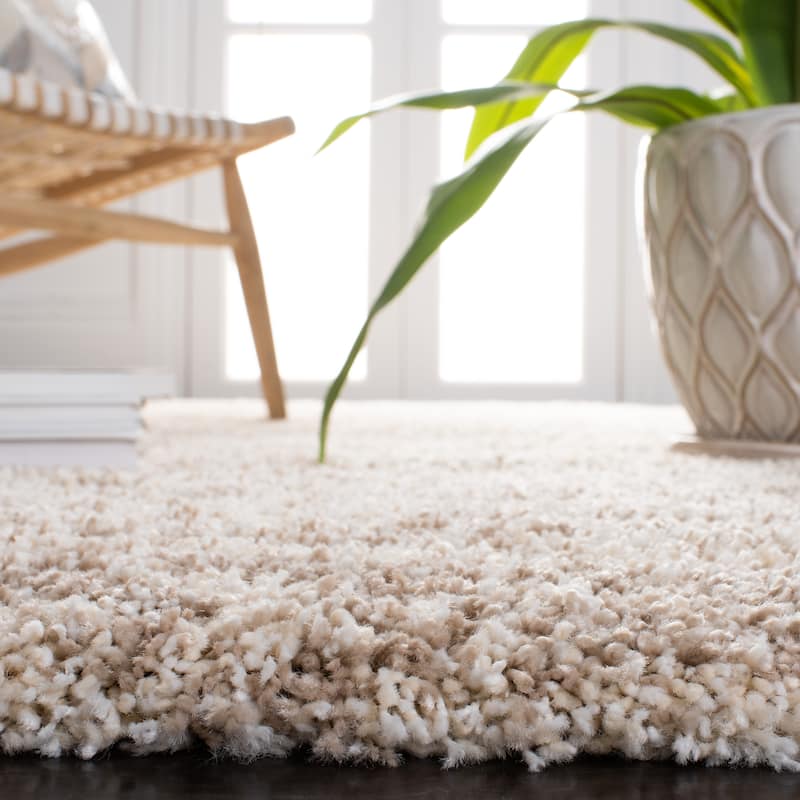 SAFAVIEH Hudson Shag Lulzime Modern Abstract 2-inch Thick Rug - 2' x 3' - Ivory/Beige - Rectangle
