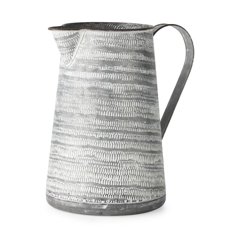 Serena II (Large) Gray/White Textured Metal Jug