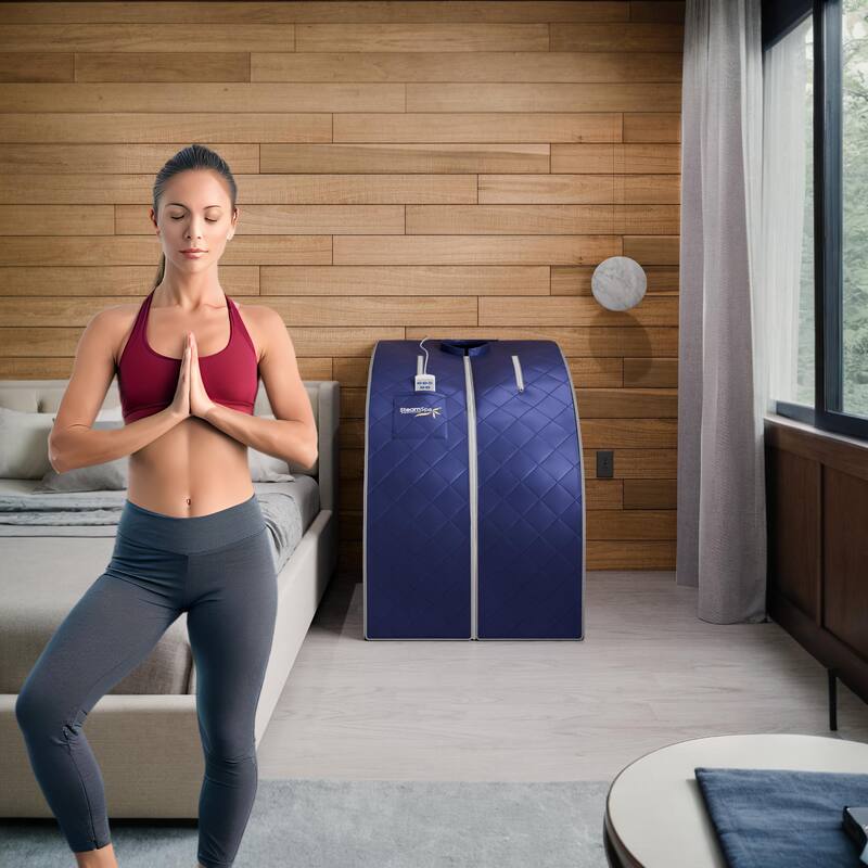SteamSpa Portable 1-Person 1050 Watt Infrared Home Sauna with Digital Controller, Blue