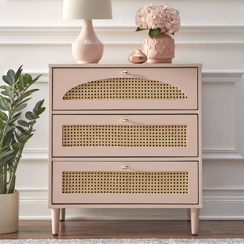 Lifestorey Taylor 3-Drawer Chest with Natural Cane