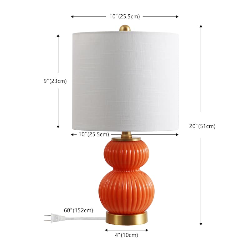 Lorena 20" Ribbed Metal/Glass LED Table Lamp, by JONATHAN Y