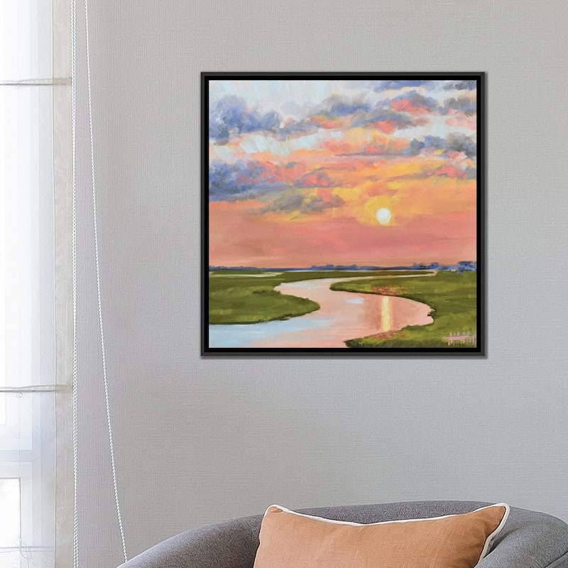 iCanvas "Glassy Waters On The Marsh" by April Moffatt Framed Canvas Print