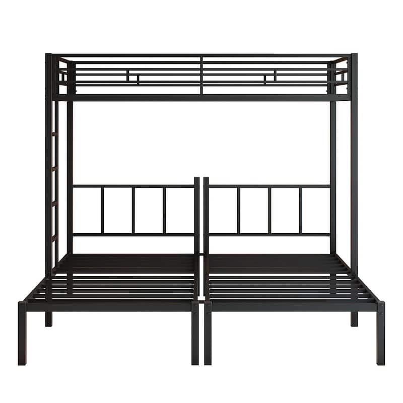 Heavy Duty Triple Bunk Bed, Twin Over Twin Over Twin Metal Bunk Bed with Guardrails & Ladder, 3 Beds for Kids, Teens & Adults