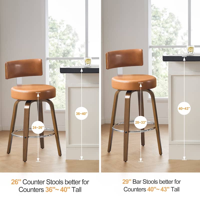 Upholstered Wood Swivel Bar/ Counter Stools, Set of 3