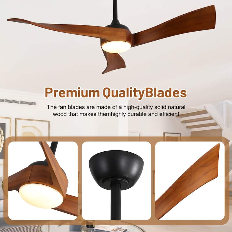 Sofucor 52 Inch Farmhouse Indoor&Outdoor Ceiling Fan with Remote,LED Light Optional