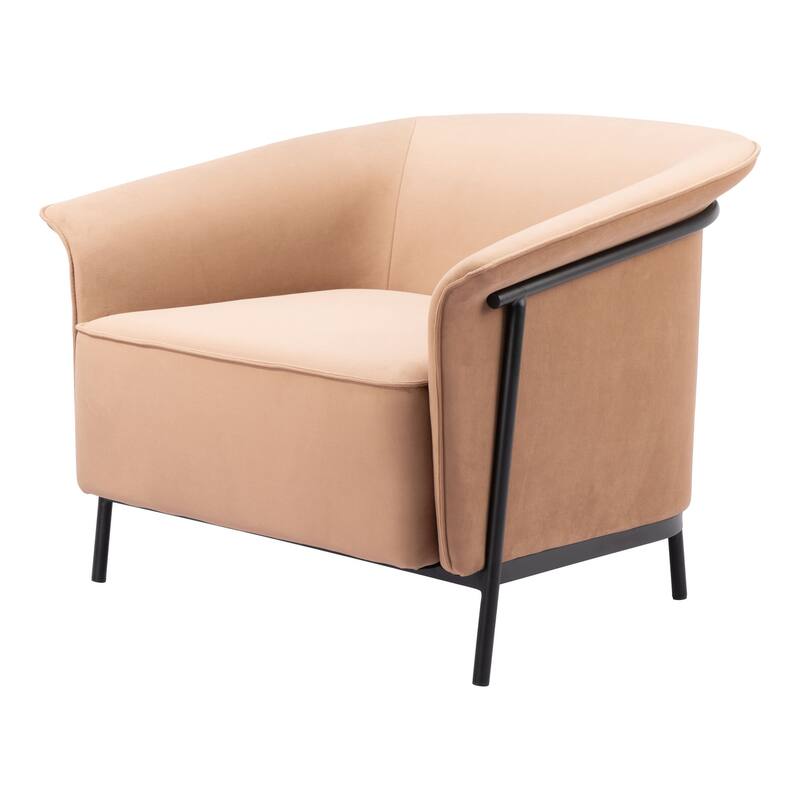 HomeRoots 35" Tan And Black Fabric Arm Chair - 35.4' X '26.8' X '32.7