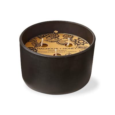 Magnolia Honey Beeswax Scented Candle in Black Glass Container, 5.0L x 5.0W x 3.0H, Burn Time 20 Hours