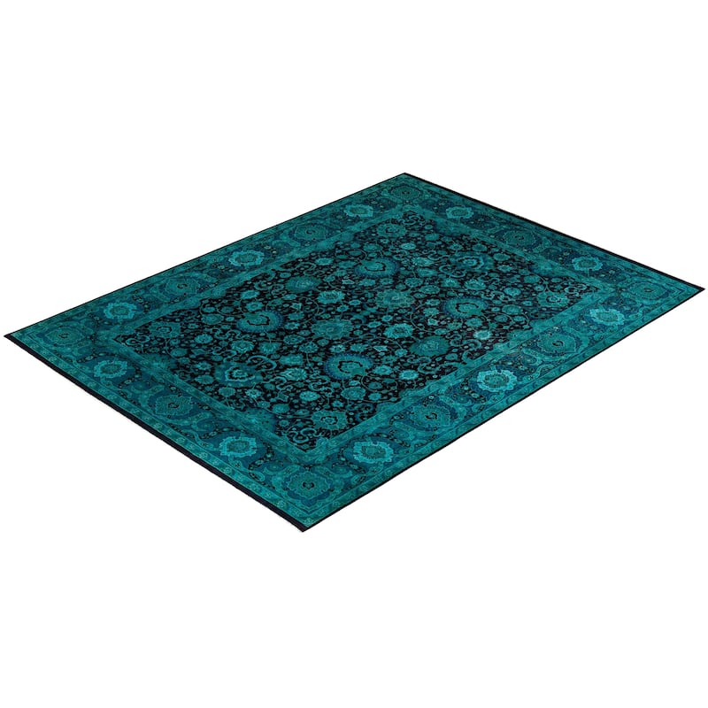Fine Vibrance, One-of-a-Kind Hand-Knotted Area Rug - Green, 9' 3" x 12' 2" - 9' 3" x 12' 2"