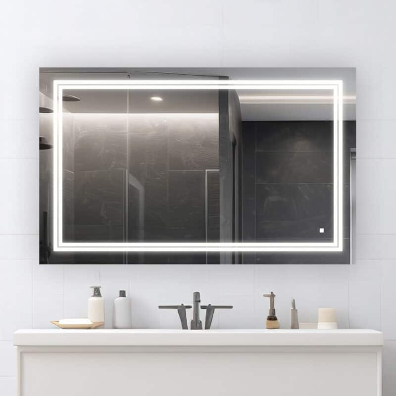 AQUADOM Soho 40" Led Lighted Mirror for Bathroom Defogger, Backlit and Front-Lit - 40"x36"x1"