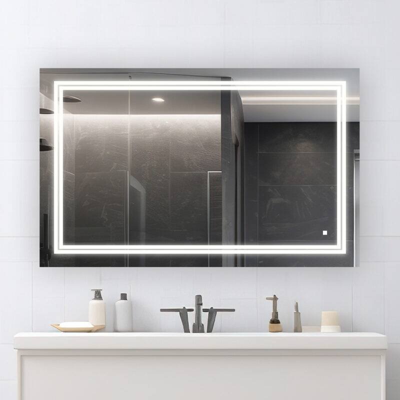 AQUADOM Soho Led Lighted Mirror for Bathroom Defogger, Backlit and Front-Lit - 48"x30"x1"