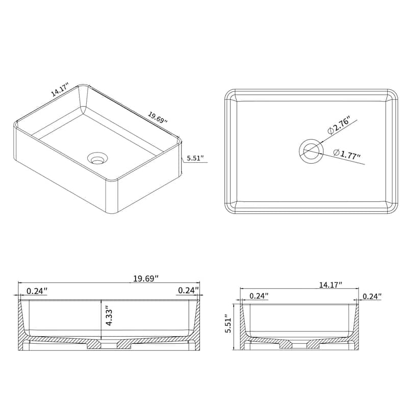 Modern Quartz Stone Vessel Sink