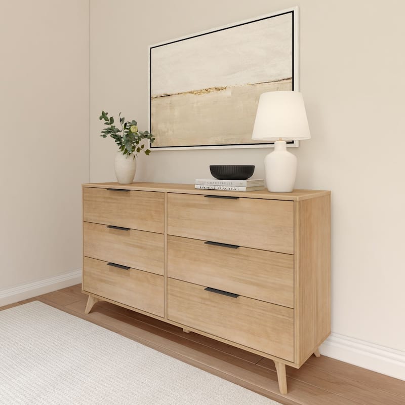 Plank and Beam Haven 6-Drawer Dresser with Drawer Pull Handles - Blonde
