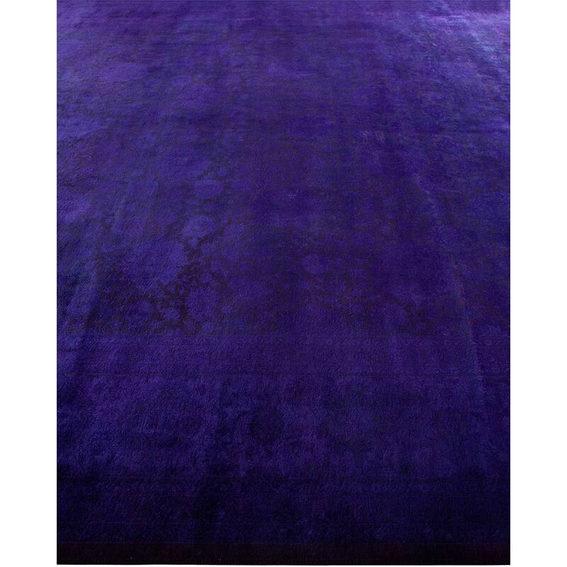 Overton Hand Knotted Wool Vintage Inspired Modern Contemporary Overdyed Purple Area Rug - 9' 3" x 17' 6"