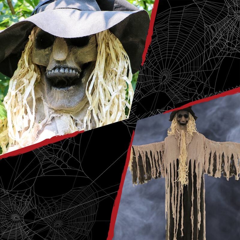Haunted Hill Farm 6-Ft. Standing Scarecrow, Indoor or Covered Outdoor Halloween Decoration, Poseable, The Hunter