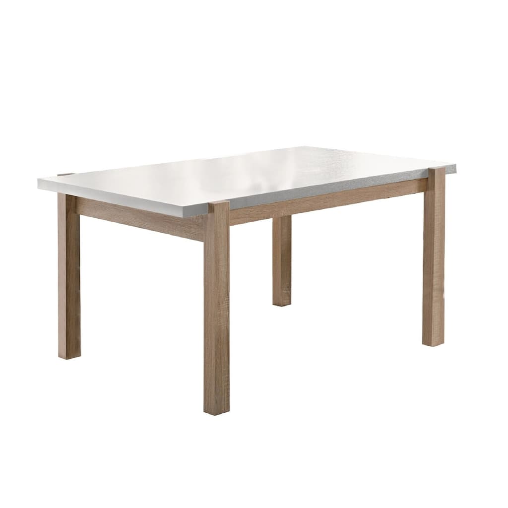 Rectangular Dining Table for 4 - White and Brown Finish, 31.5 x 47.25 Inch Compact Kitchen Table