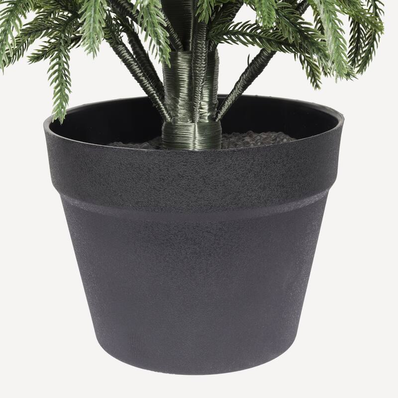 4" Artificial Real Touch Pine Tree in Black Plastic Pot, 2pc/set