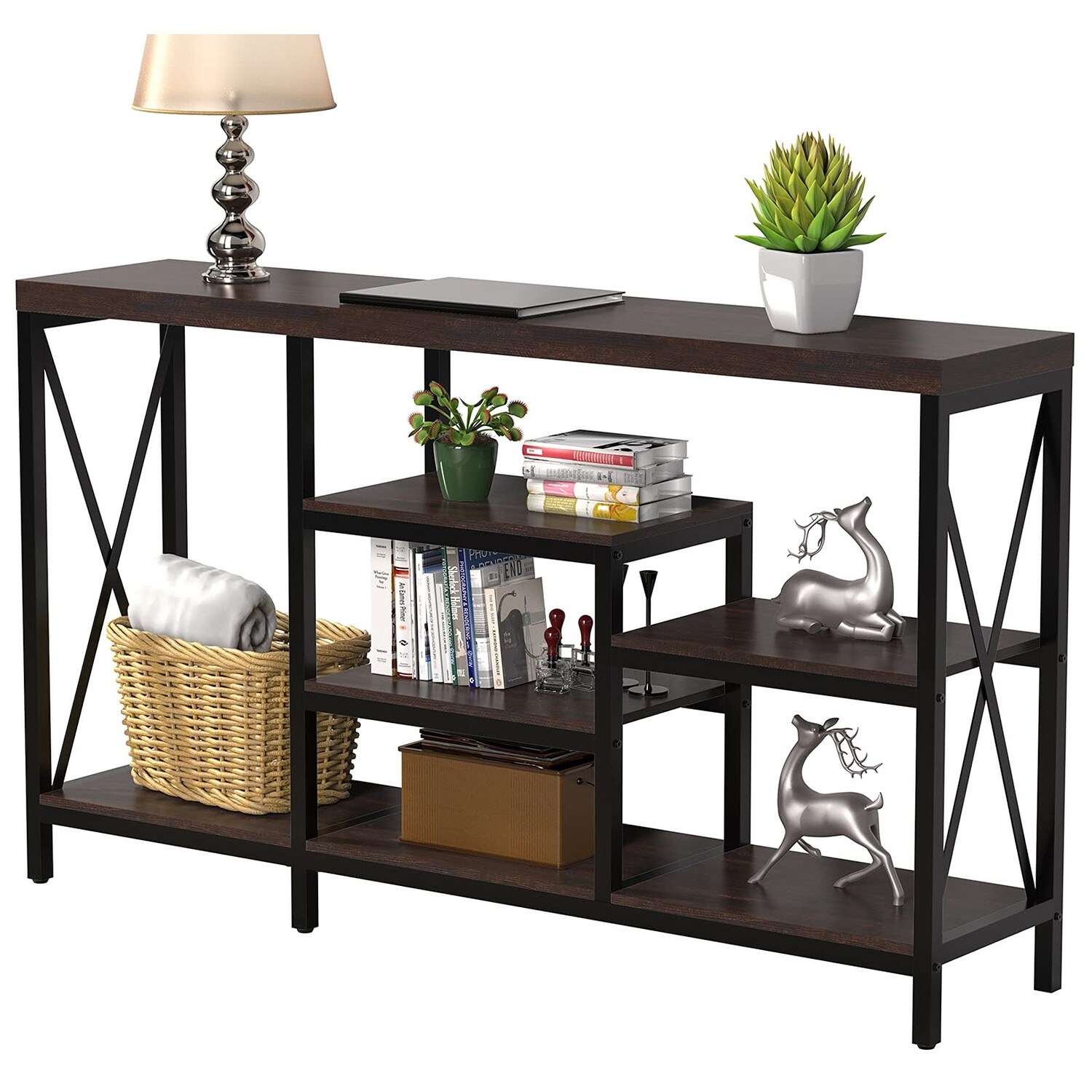 Hallway table with shelves best sale