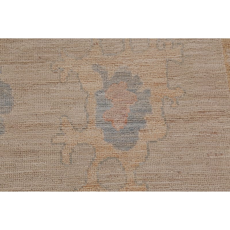 Hand Knotted Oriental 100% Wool Carpet Transitional All-Over Beige & Ivories Oushak Area Rug - 11' 10'' X 9' 0''