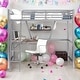 preview thumbnail 1 of 7, Modern Twin Size Metal MDF Loft Bed With Built-in Desk And Shelf for Bedroom Silver