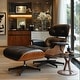preview thumbnail 10 of 26, Genuine Leather Accent Lounge Chair and Ottoman Walnut Wood