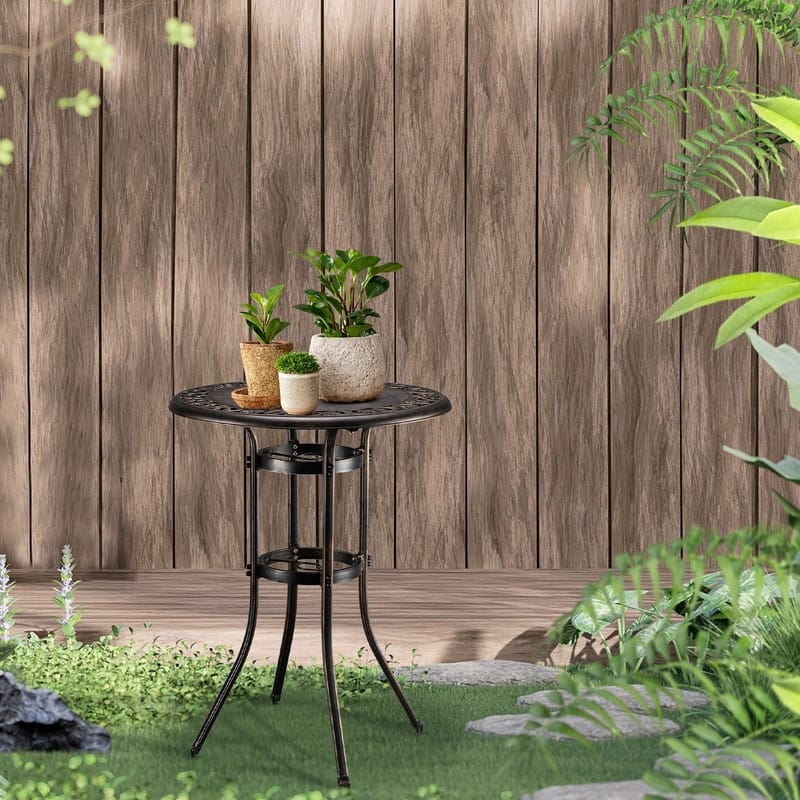 41" H Outdoor Cast Aluminum Round Dining Table