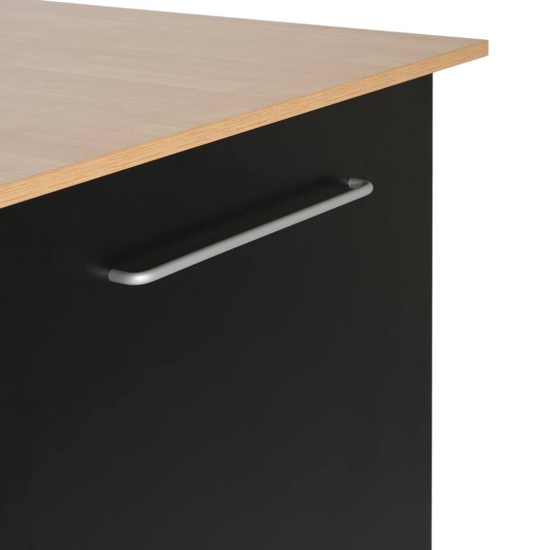 Anmytek Black Rolling Kitchen Cart, 39.76" Mobile Island with Storage, 2 Doors, 3 Drawers and Adjustable Shelf