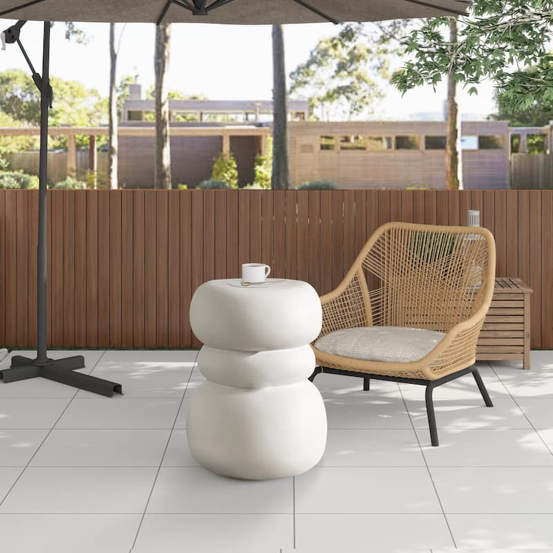 Round Stone Side Table End Table