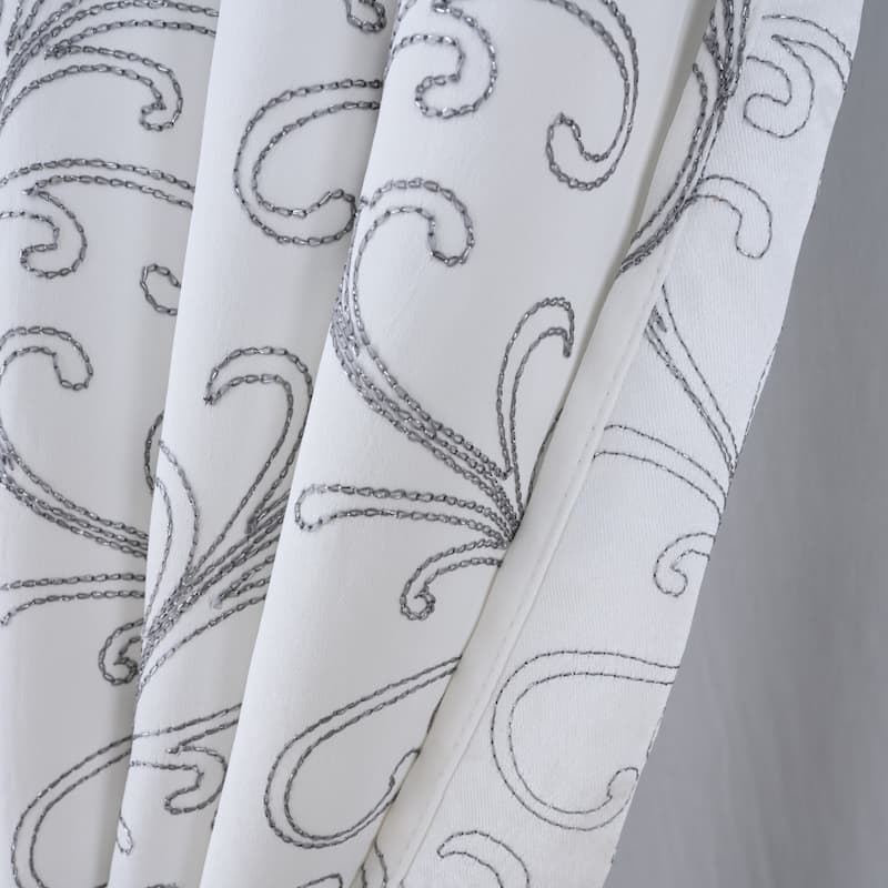 Kimber Embroidered Privacy Window Curtain Panel 84" or 90"