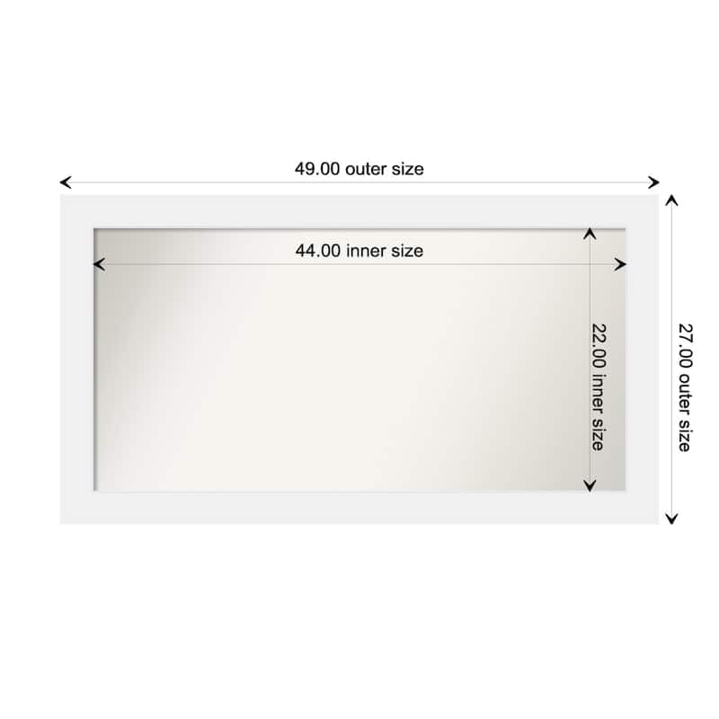 Corvino White Framed Non-Beveled Custom Wall Mirror, Bathroom Vanity Mirror - Outer Size: 49 x 27
