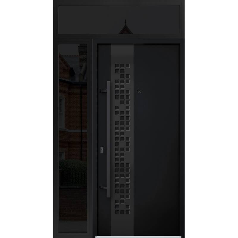 VDOMDOORS | Front Door Exterior Door | Fiberglass | Frame & Hardware Included | 18x80, Oak Entry Door Steel Entry Door - Black - 48 x 96