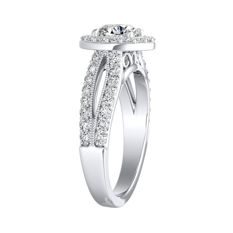 Auriya 14k Gold 1 1/2ctw Vintage Moissanite Halo Engagement Ring