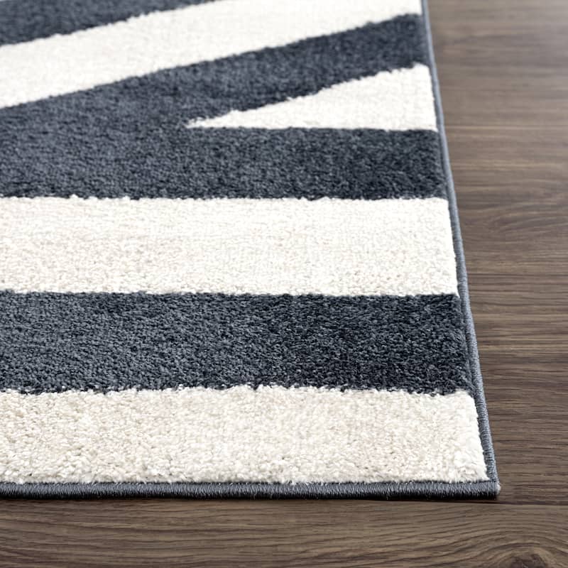 Abani Rugs Nuevo NU160A Black White Large Pinstripe Area Rug On Sale