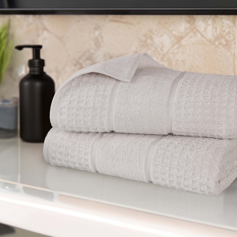 Superior Napa Zero Twist Cotton Soft Waffle Bath Sheet Set of 2