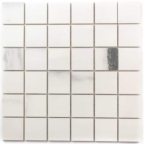Penthouse 2" x 2" White Fantasy Porcelain Grid Mosaic Wall & Floor Tile