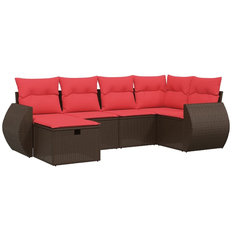 vidaXL Patio Sofa Set with Cushions Outdoor Conversation Furniture Poly Rattan