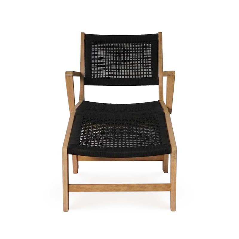 M4H Lisbon Brown Solid Wood Outdoor Lounge Chair with Ottoman
