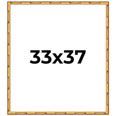 33x37 Frame Gold Bamboo Picture Frame Modern Photo Frame Includes UV Acrylic Shatter Guard Front Acid Free Foam Backing Board