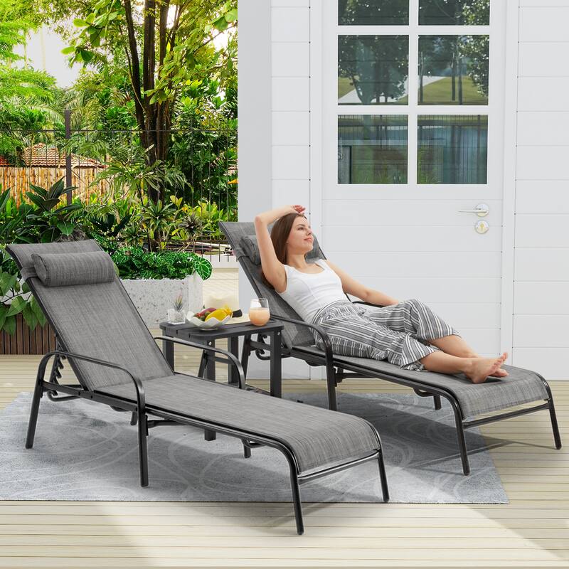 EROMMY Outdoor Patio Lounge Chair, Adjustable Recliner Outdoor Lounge Chairs, Multiple Colors Available