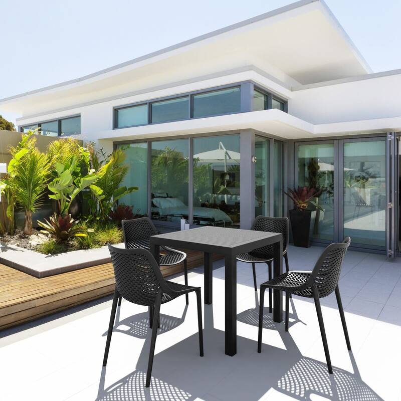 5-Piece Black Stackable Square Outdoor Patio Dining Set 32.25"