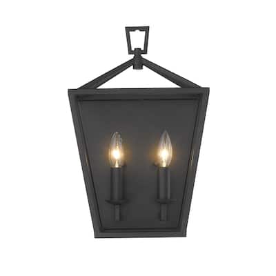 Lantern No Glass Traditional Wall Sconce Light Fixture in Black