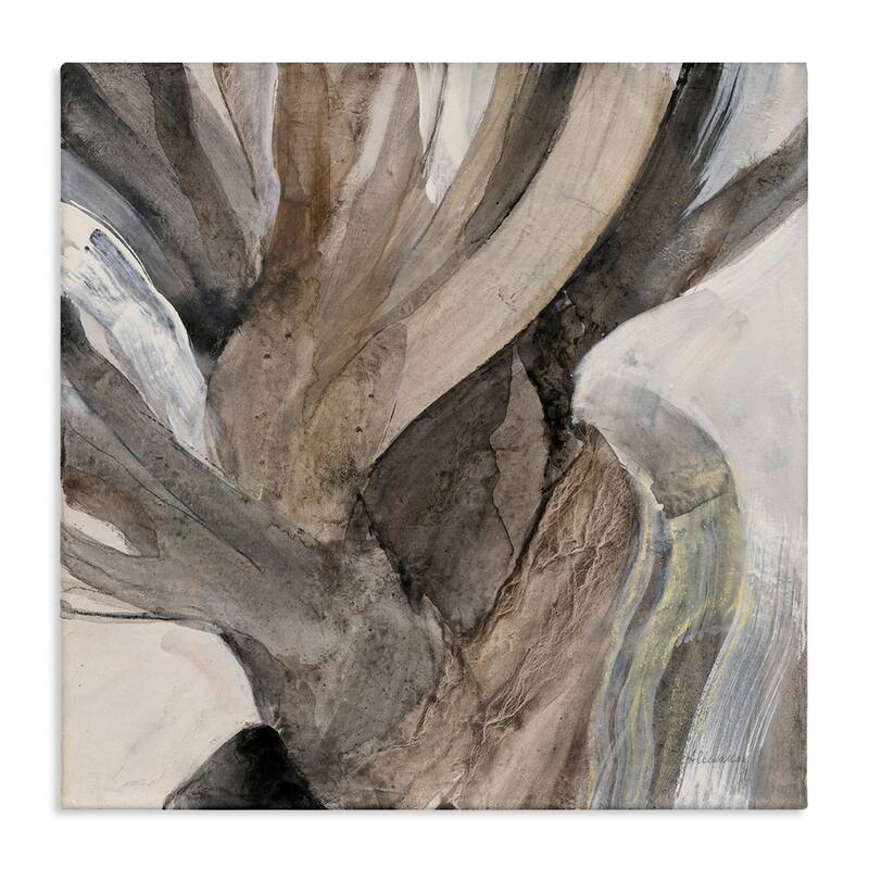 Stupell Twisted Driftwood Abstract Tree Bark Brown Neutral Canvas Wall Art - 24 x 24