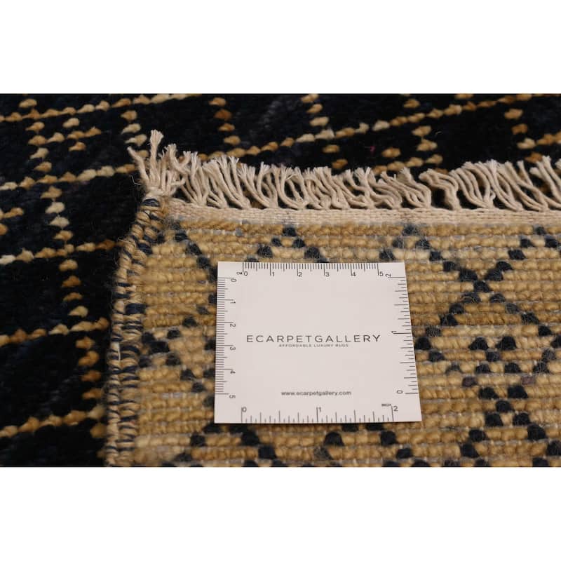 ECARPETGALLERY Hand-knotted Silk Shadow Black, Dark Gold Wool Rug - 6' 5" x 9' 10"