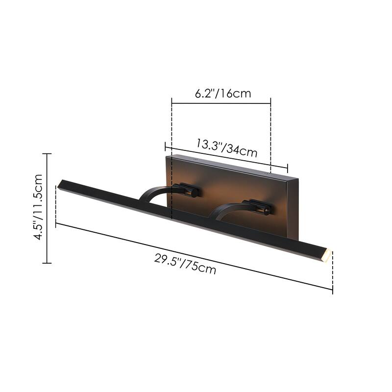 Modern 1-Light Industrial Matte Black Linear Adjustable Integrated Dimmable LED Vanity Light/ Picture Light