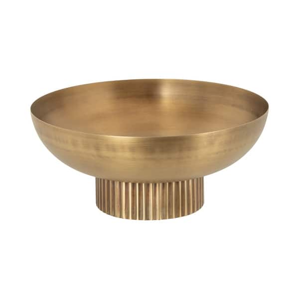Kate and Laurel Rooks Ribbed Metal Bowl - 12x12x5 - Gold